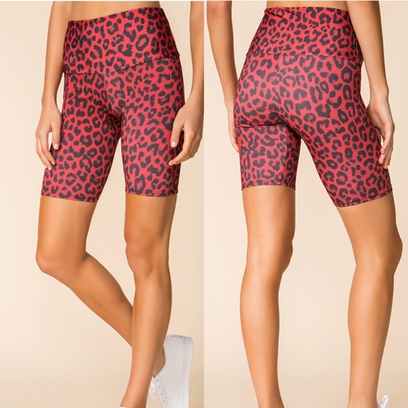 Onzie Pants - NWT onzie high rise bike short Red Leopard print